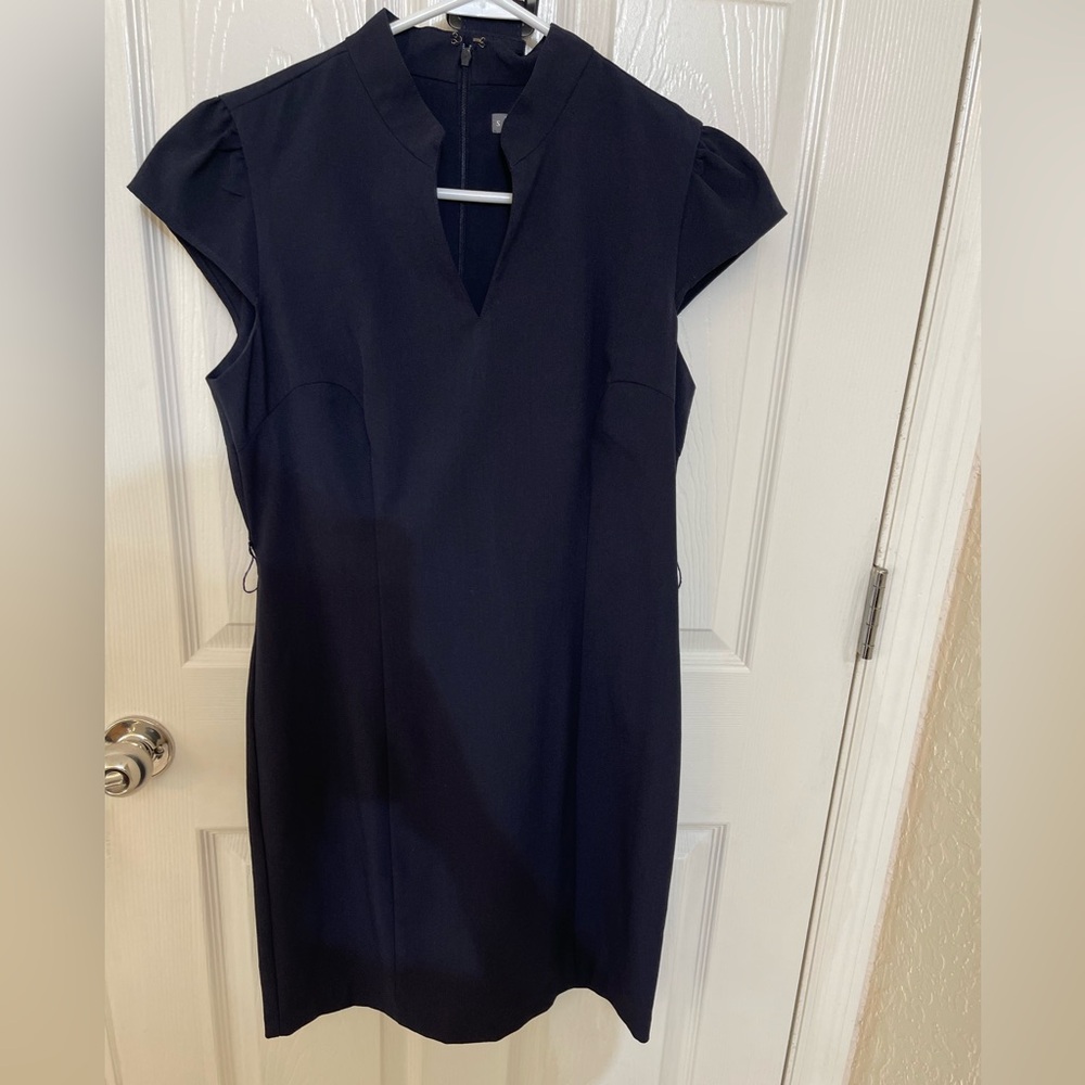 Sharagano, sleeveless, blue dress
